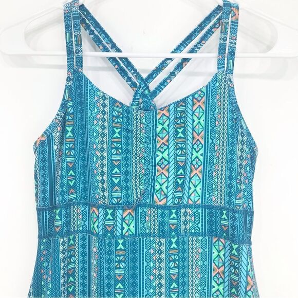 Marmot Taryn Blue Green Tribal Pattern Strappy Athleisure Tank Dress - Picture 6 of 15